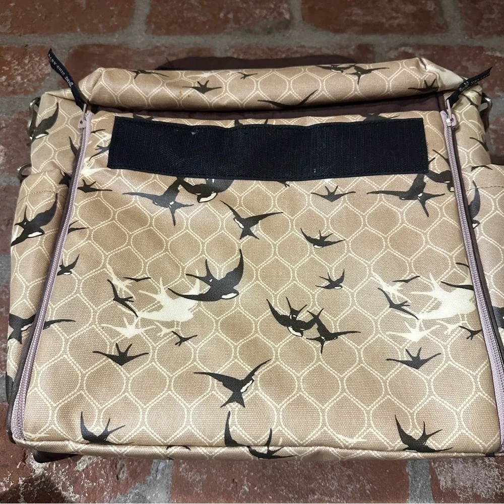 Petunia Pickle Bottom Diaper Bag Coated Canvas Swallow Bird Design One Strap